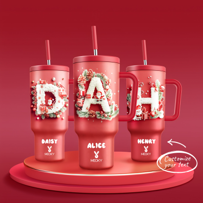 Merry Christmas! - Custom Christmas Alphabet and Text!  -  40oz Tumbler With Straw Customized - Gifts for yourself, family, friends, lovers!
