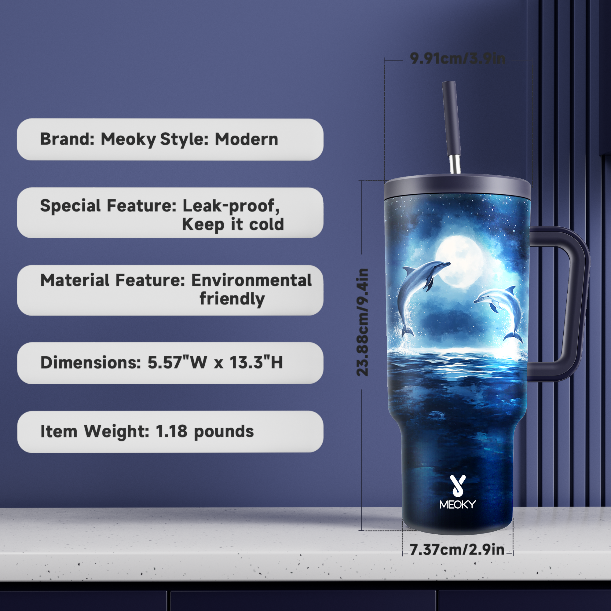  Moonlight Ocean - Customized 40oz Tumbler With Straw -Gifts for yourself, family, friends, lovers!