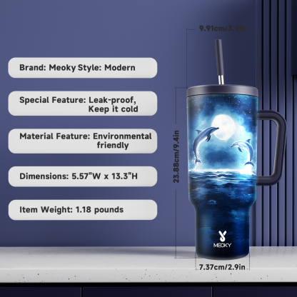  Moonlight Ocean - Customized 40oz Tumbler With Straw -Gifts for yourself, family, friends, lovers!