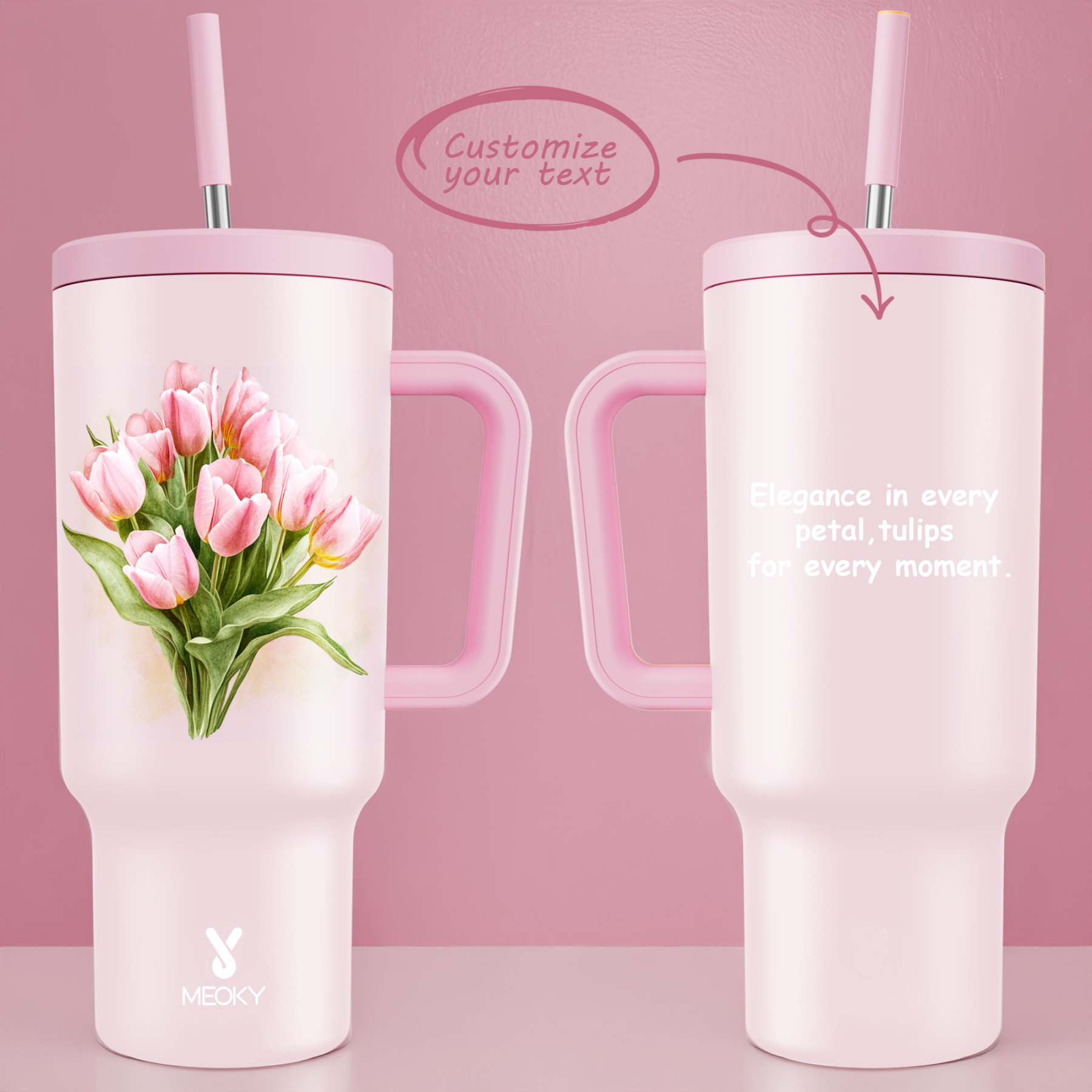 Flowers Collection - Customized 40oz Tumbler With Straw - The perfect gift for Loved ones, relatives, friends !