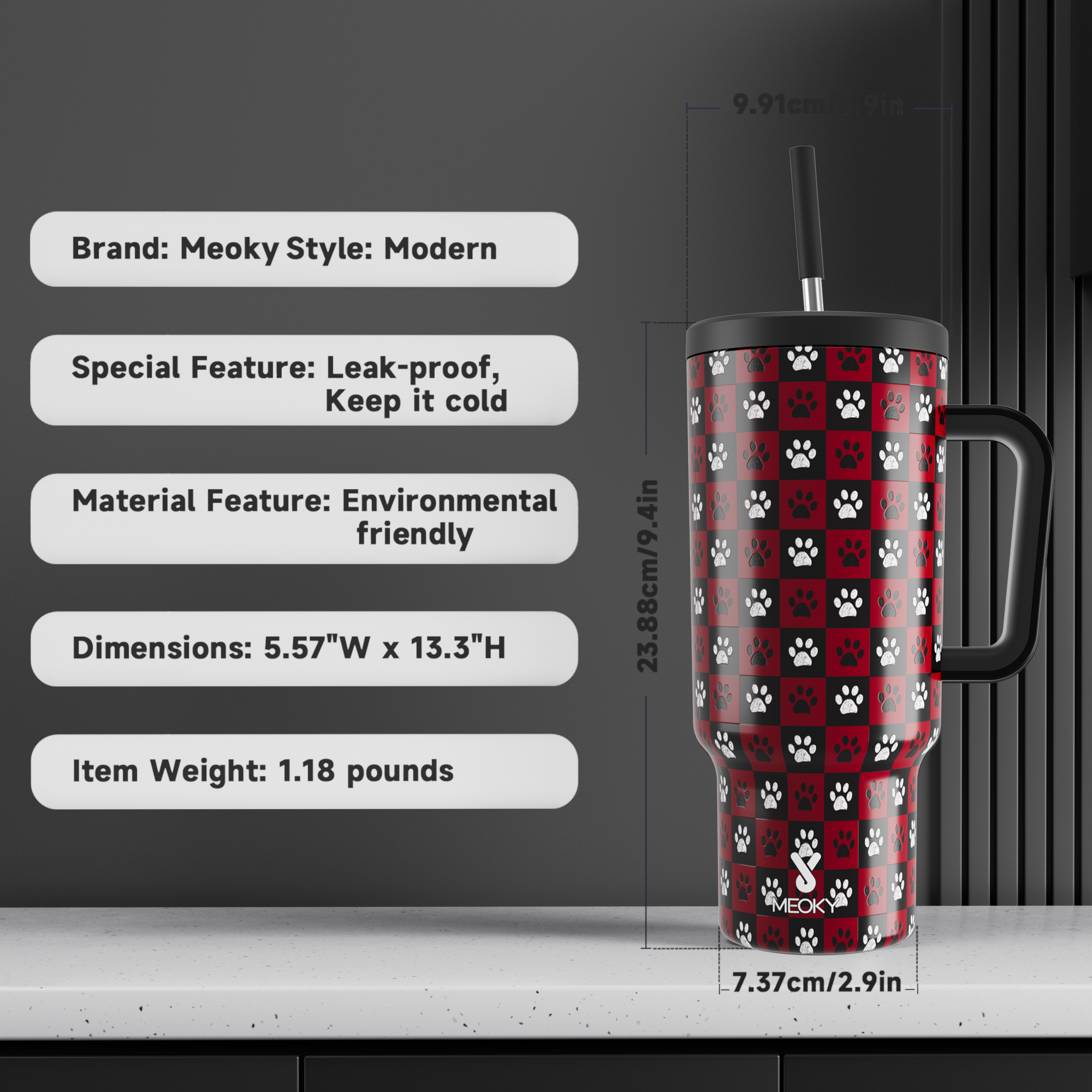 Puppy Paw - Customized 40oz Tumbler With Straw - The perfect gift for Loved ones, relatives, friends !