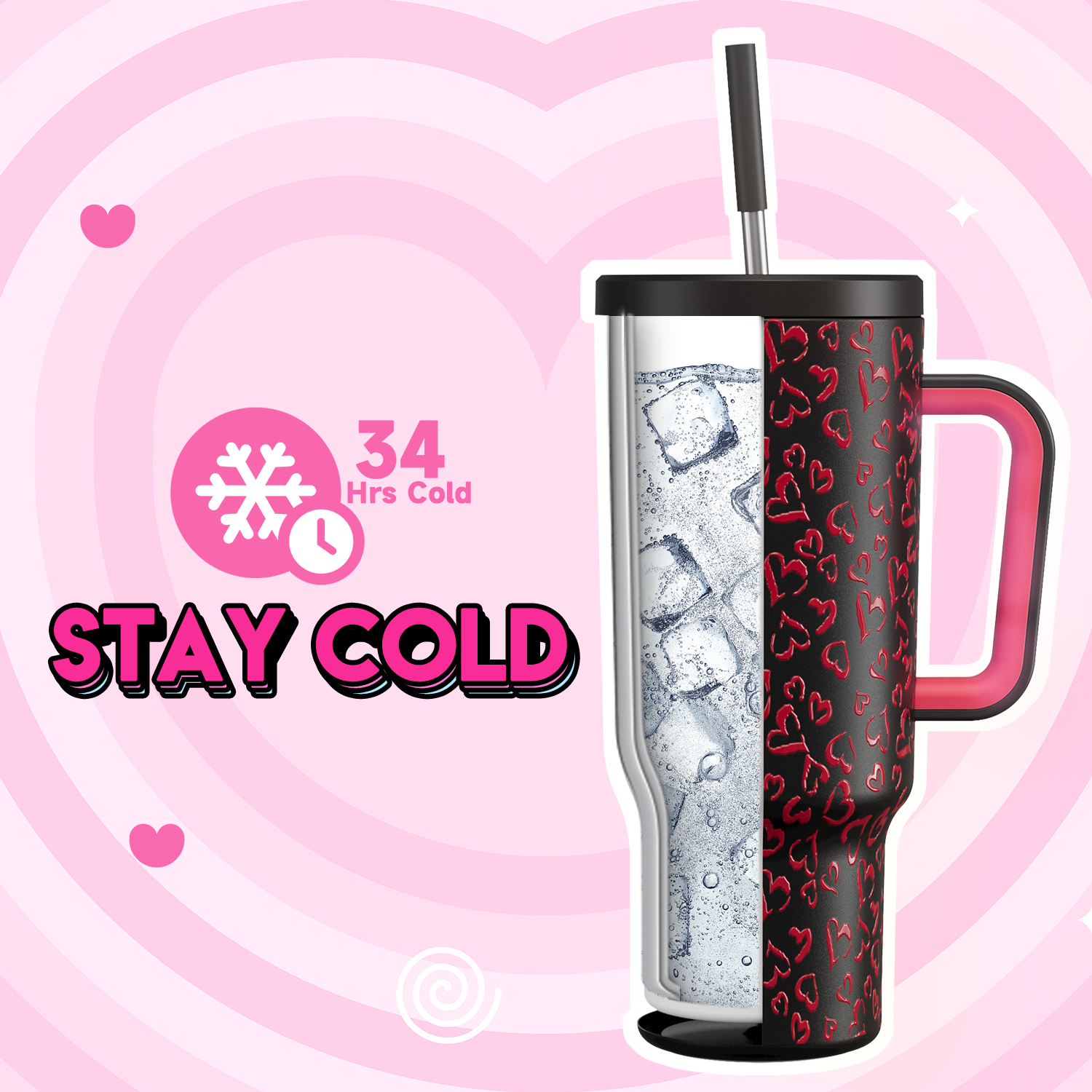 40oz Tumbler With Straw Valentine Collection