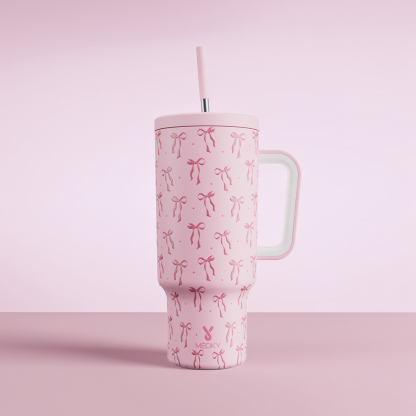 40oz Tumbler With Straw Bow Tie