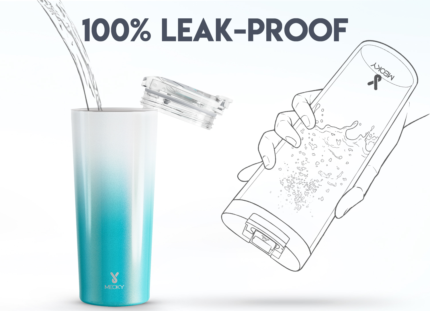 24oz cold cup 2 in 1 lid gradient blue white