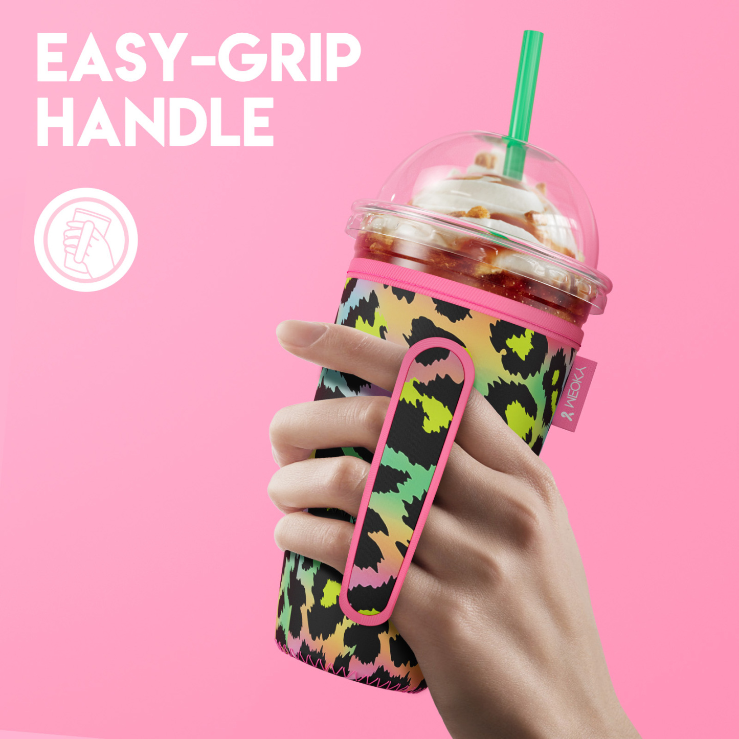 cup sleeve rainbow leopard