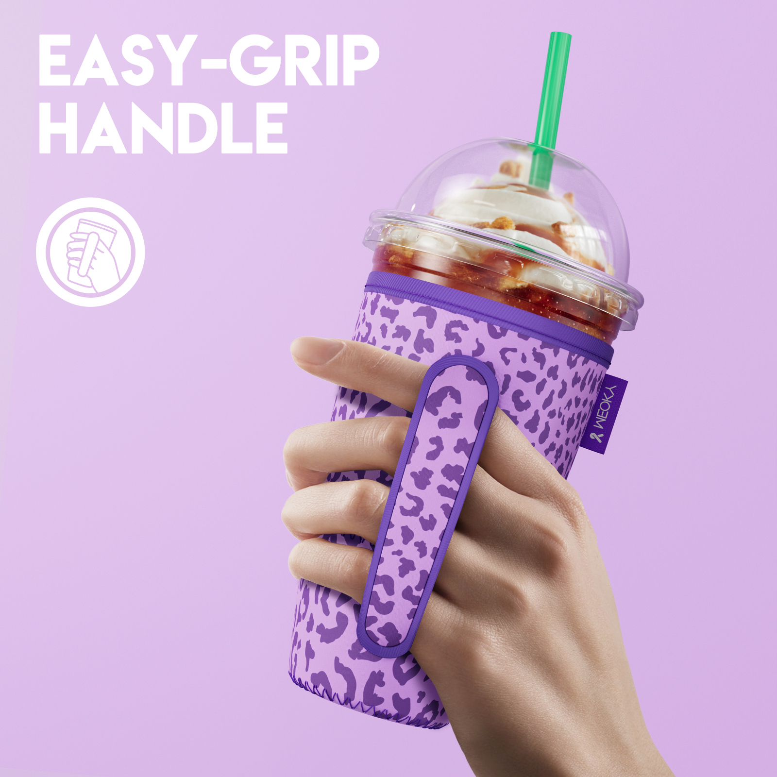 cup sleeve purple leopard