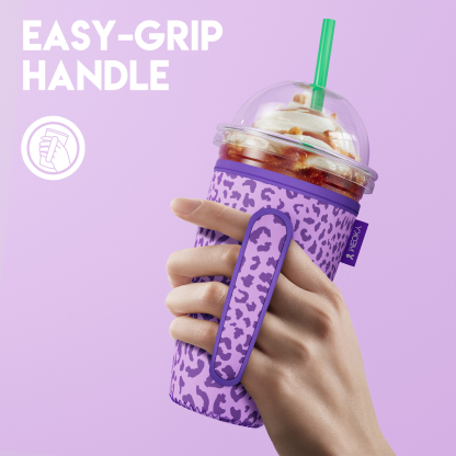 cup sleeve purple leopard