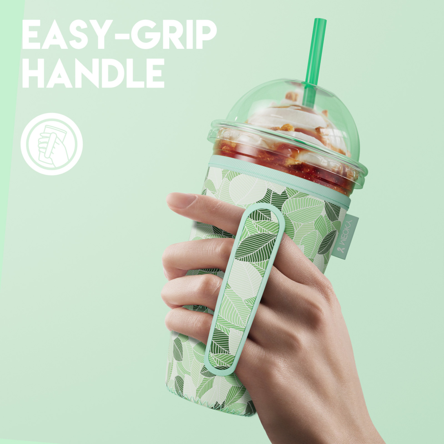 cup sleeve green leaves
