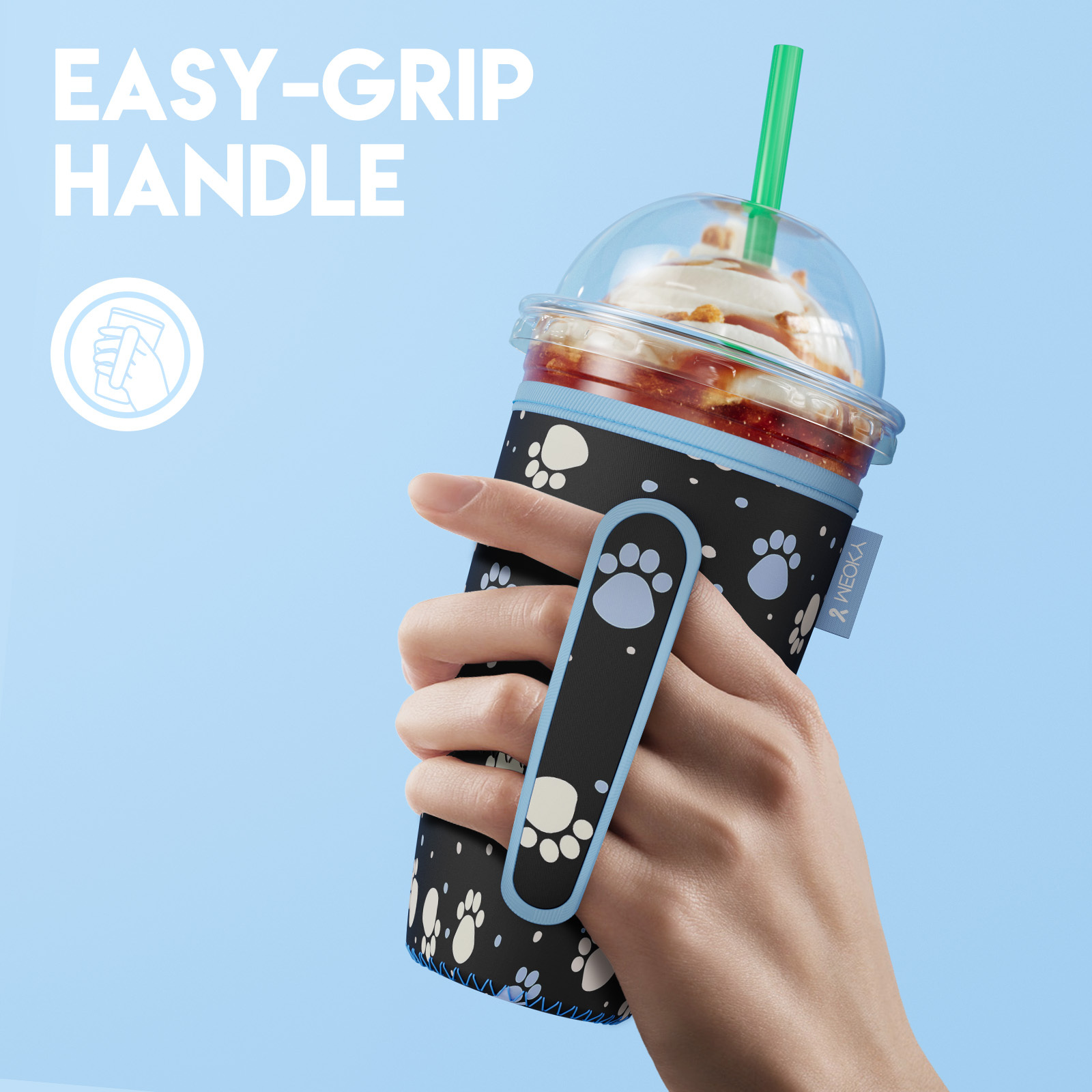 cup sleeve black paw prints
