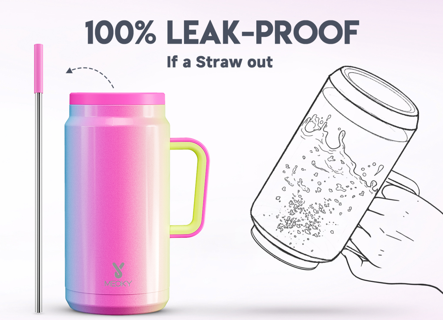 50oz water bottle straw gradient rainbow