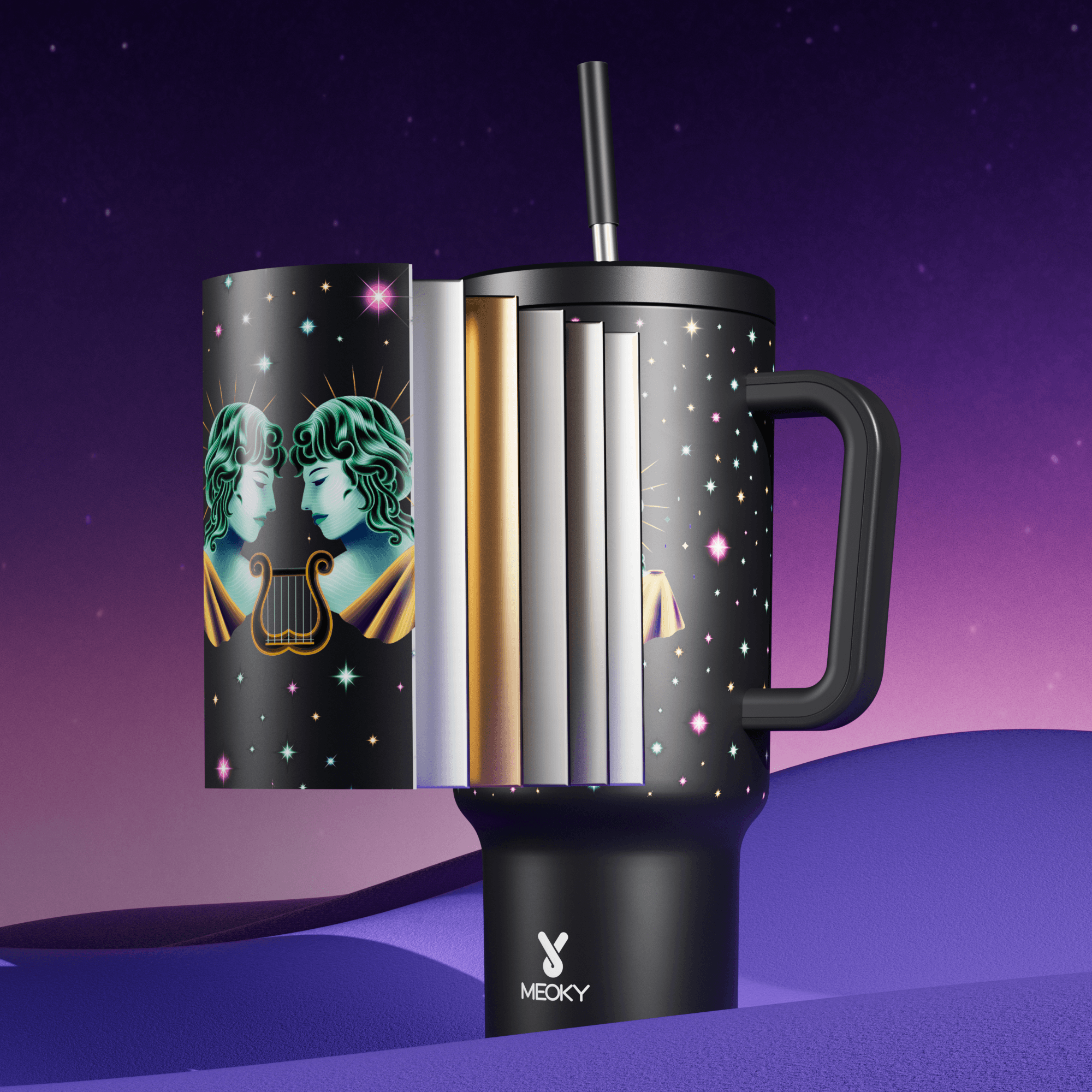 40oz Tumbler With Straw Zodiac Collection-GEMINI