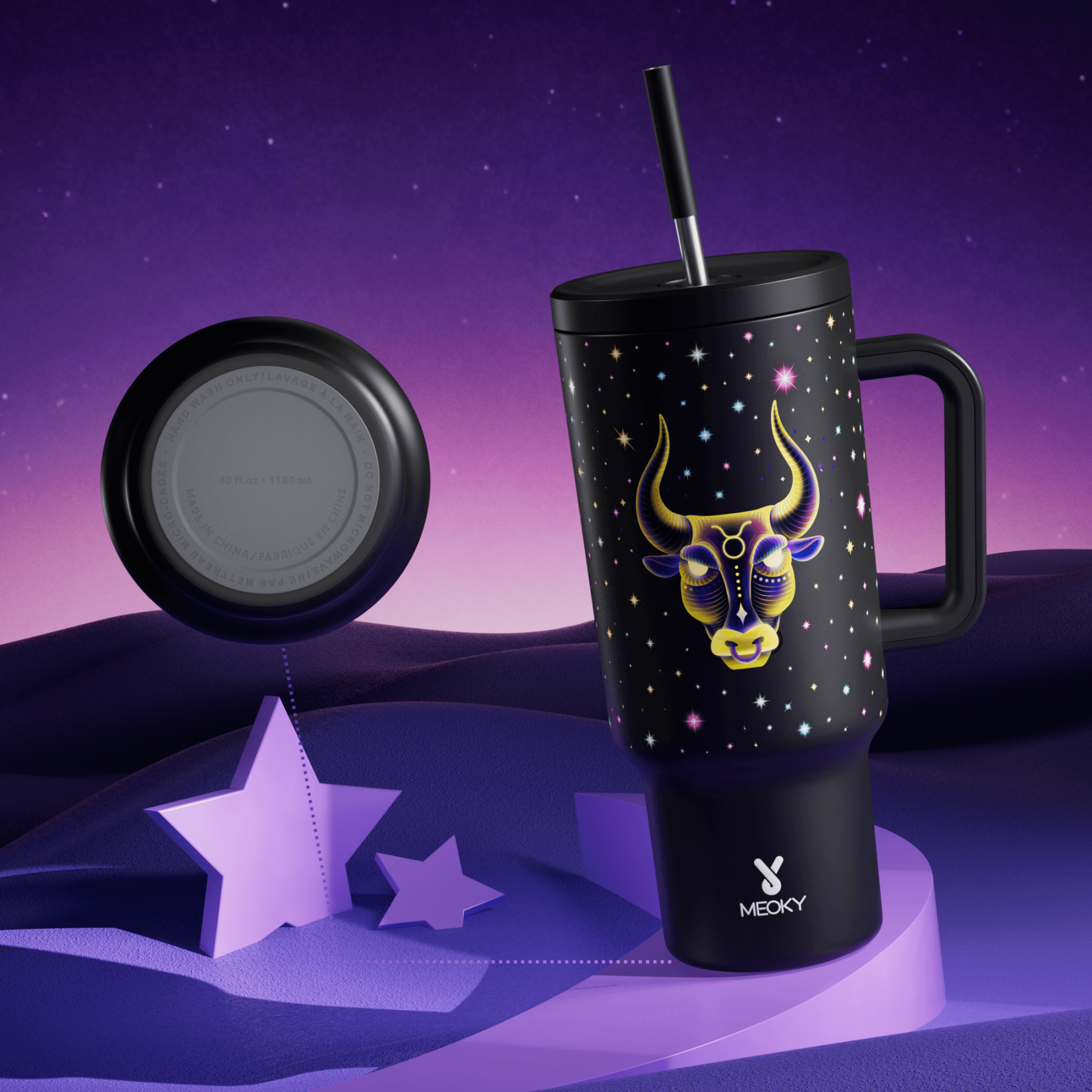 40oz Tumbler With Straw Zodiac Collection-TAURUS