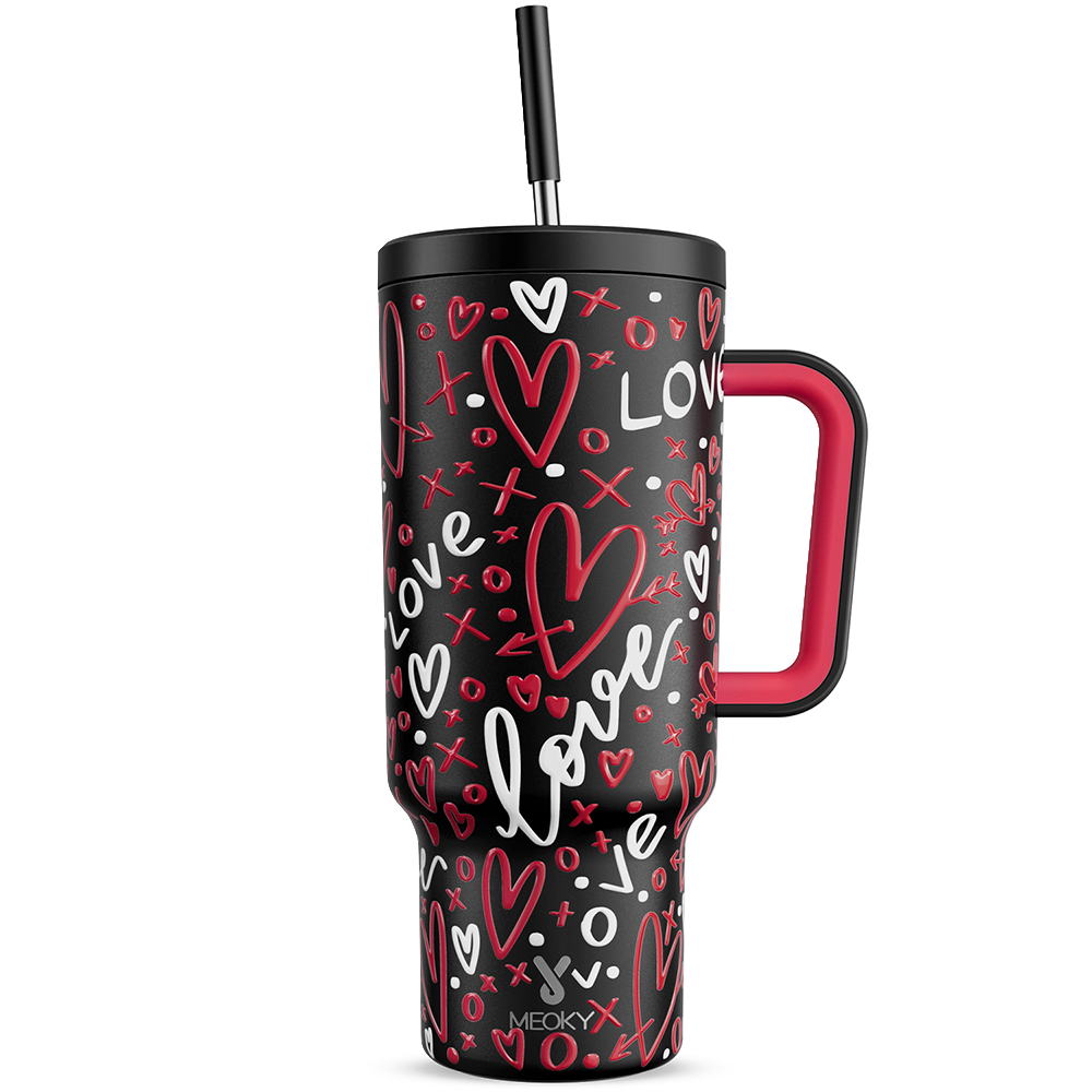 40oz Tumbler With Straw Valentine Collection-Black Valentine