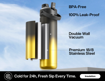 26 oz Insulated Water Bottle with 2-in-1 Straw and Spout Lid King