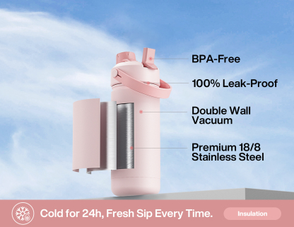 18 oz Insulated Water Bottle with 2-in-1 Straw and Spout Lid - Pure Collection