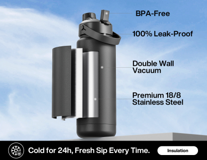 32 oz Insulated Water Bottle with 2-in-1 Straw and Spout Lid - Pure Collection