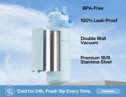 32 oz Insulated Water Bottle with 2-in-1 Straw and Spout Lid - Pure Collection