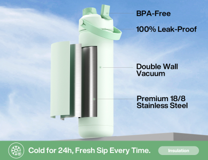 26 oz Insulated Water Bottle with 2-in-1 Straw and Spout Lid - Pure Collection