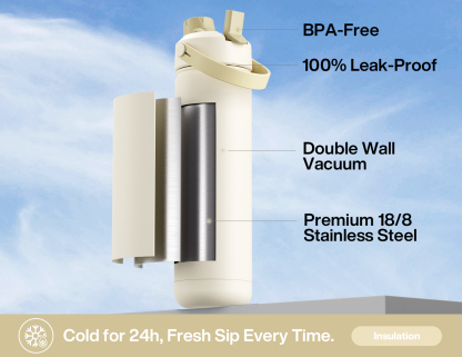 26 oz Insulated Water Bottle with 2-in-1 Straw and Spout Lid - Pure Collection