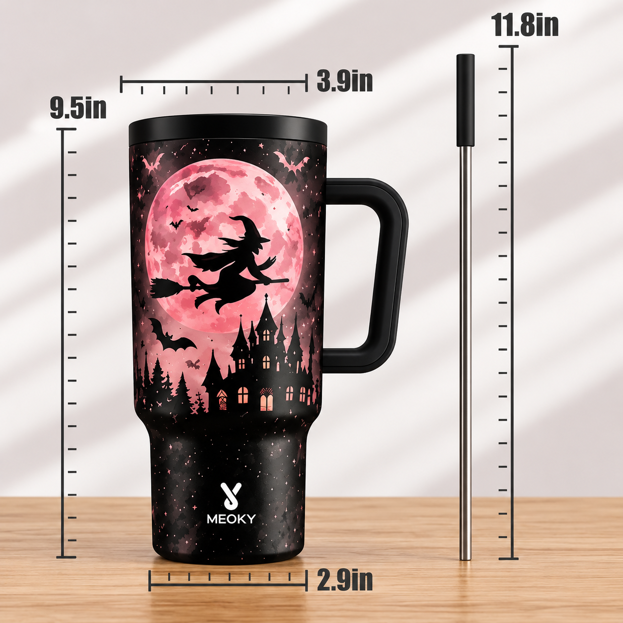 MEOKY 40oz Halloween Insulated Stainless Steel Tumbler Leakproof Travel Cup Keeps Cold for 24 Hours