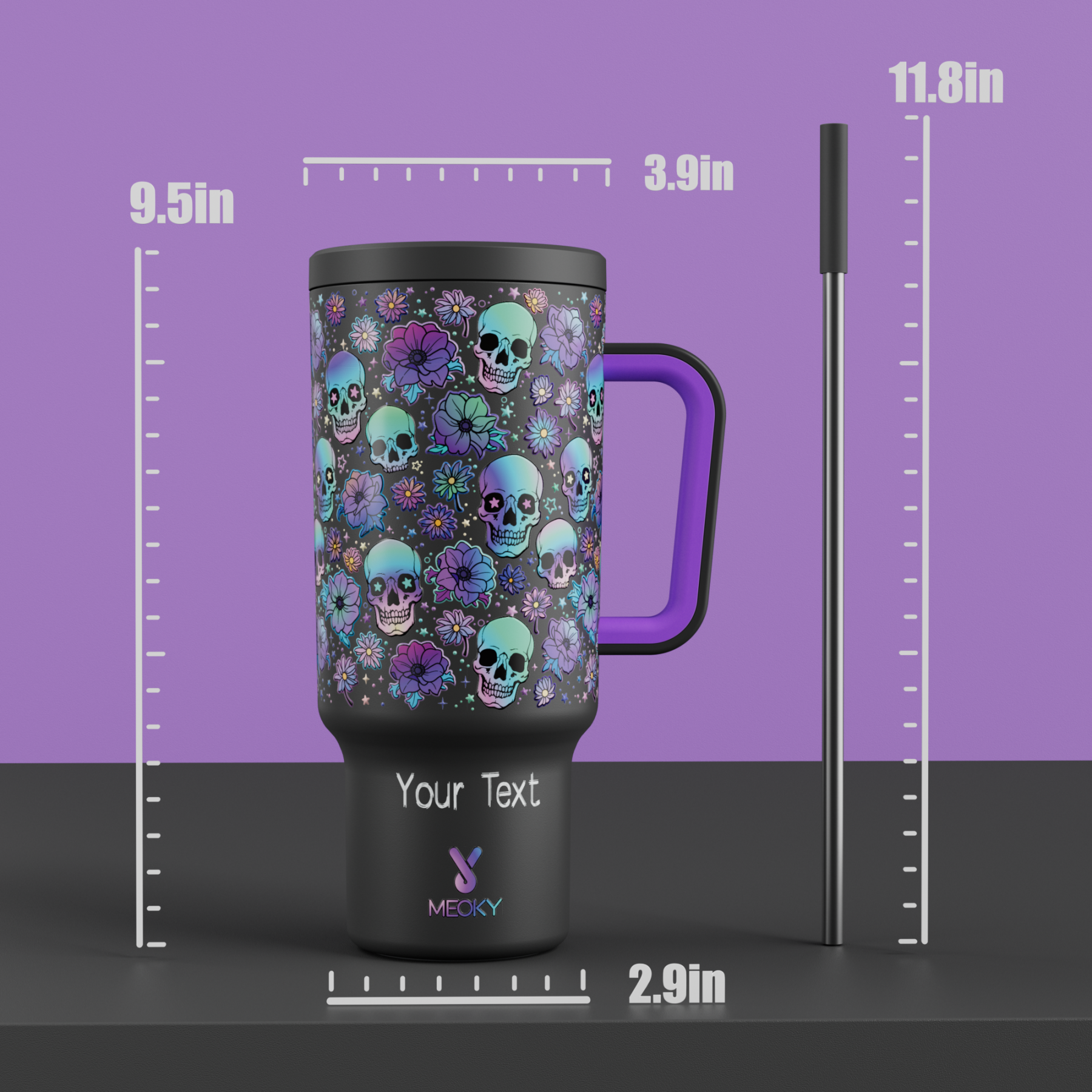 40oz Tumbler With Straw Customized - Custom Halloween - Happy Howl-o'-ween! Trick-or-treat! - Gifts for yourself, friends, family and lover - Five fonts for you to choose!