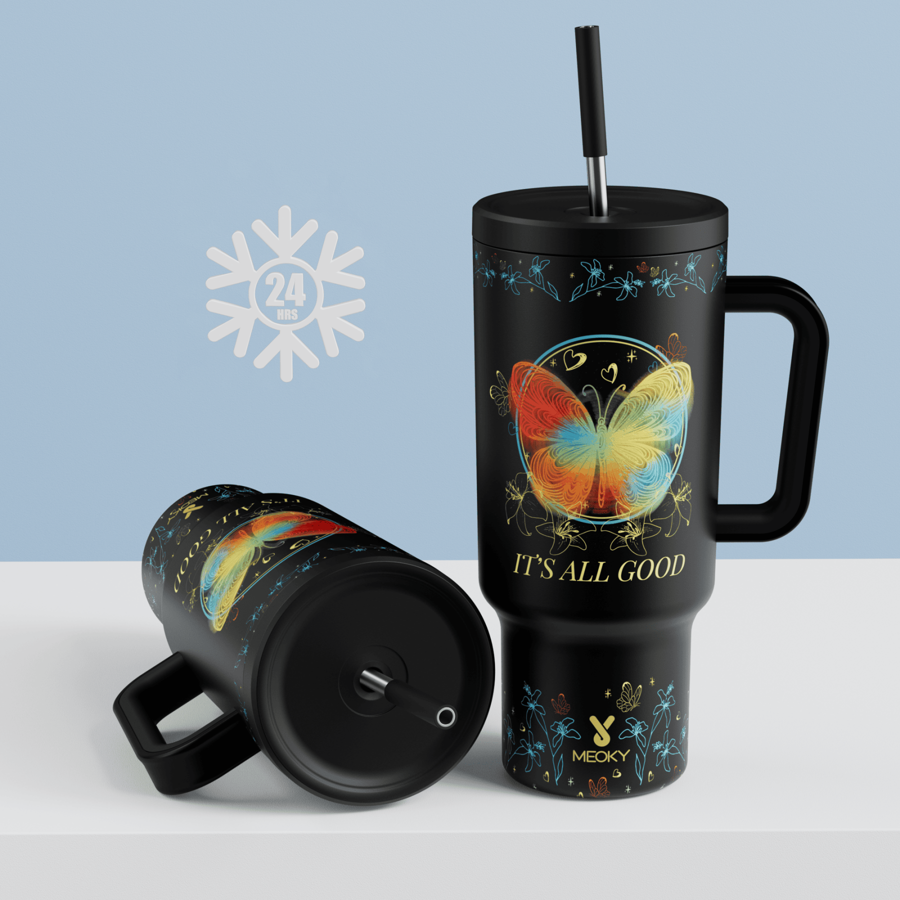 40oz Tumbler With Straw Customized - Custom Butterfly Cup Gifts - Write an inspiring note to yourself, friends, and family!