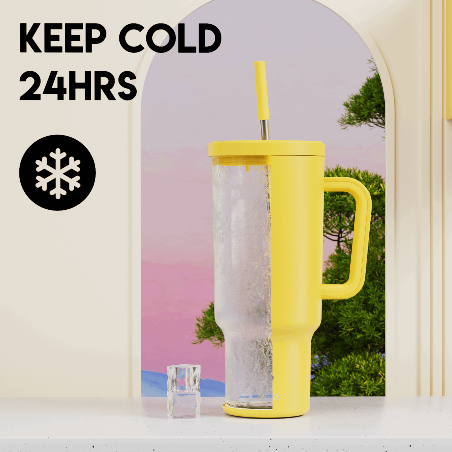 40oz Tumbler With Straw Monochrome Collection-Yellow