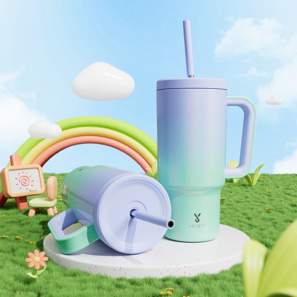 24oz tumbler straw gradient green purple