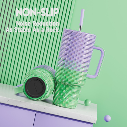40oz Tumbler With Straw Bling Collection-Green Purple