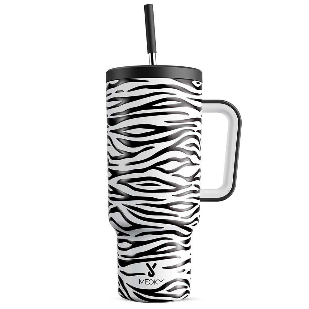 40oz Tumbler With Straw Animal Print Collection-Zebra