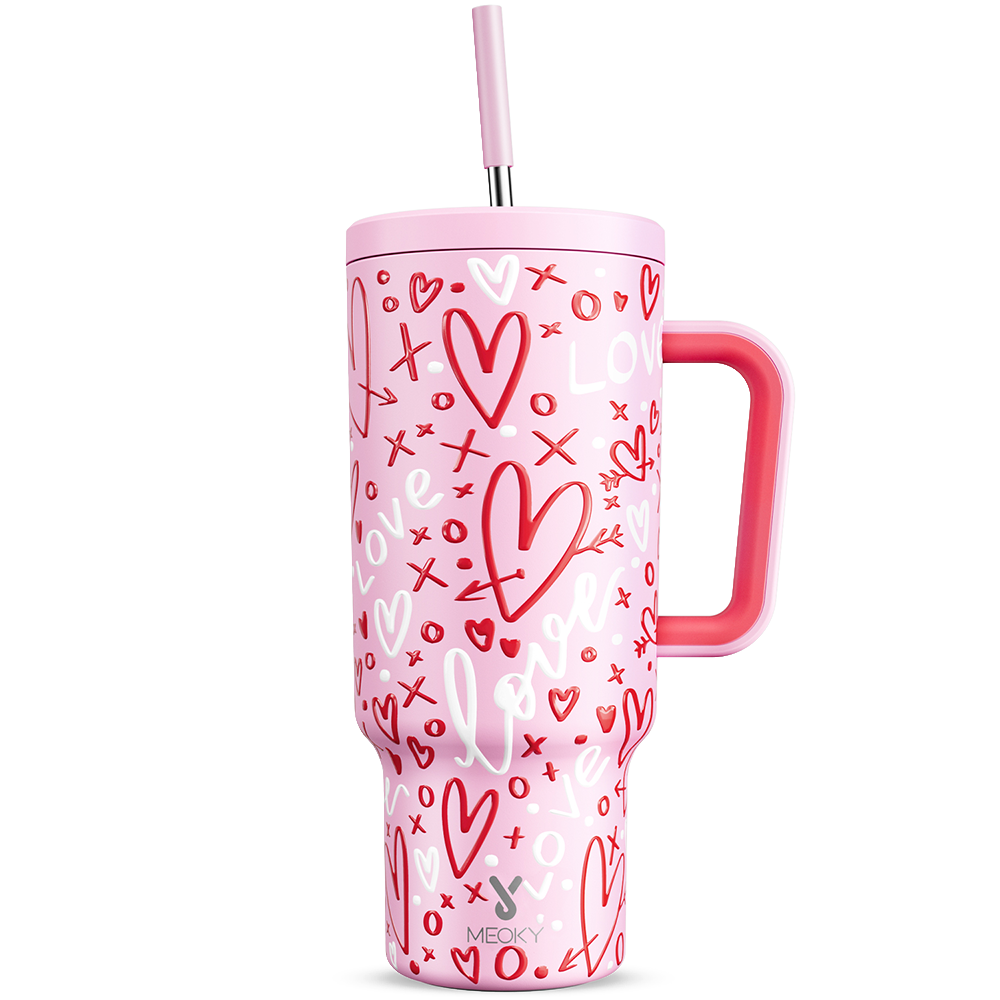 40oz Tumbler With Straw Valentine Collection-Pink Valentine