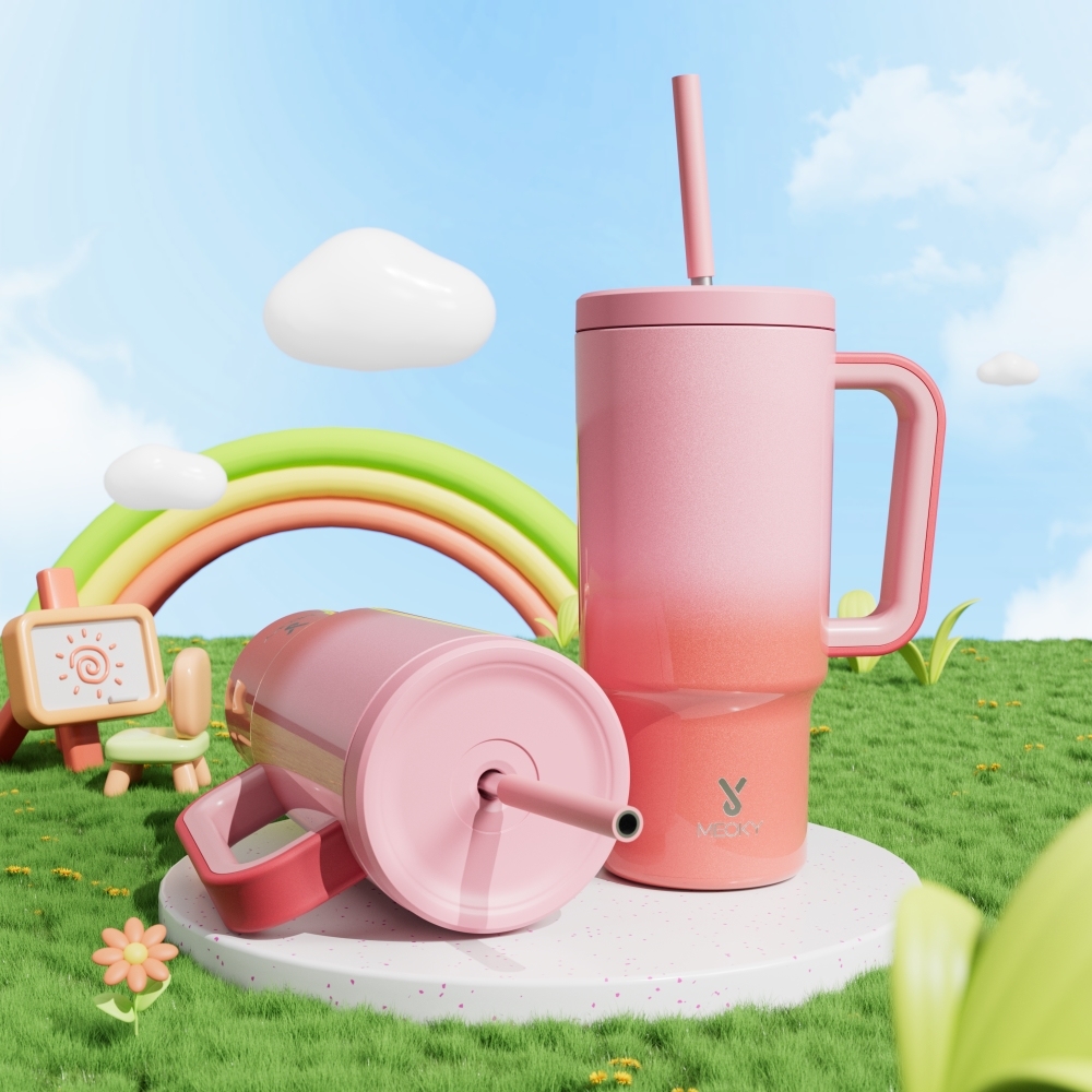 24oz tumbler straw gradient red pink