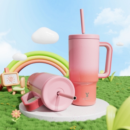 24oz tumbler straw gradient red pink