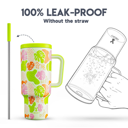 40oz Tumbler With Straw Autumn Collection-Turtleback Leaf