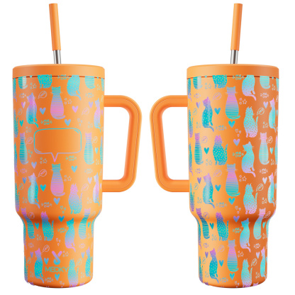 Custom Cat Cups - 40oz Tumbler With Straw