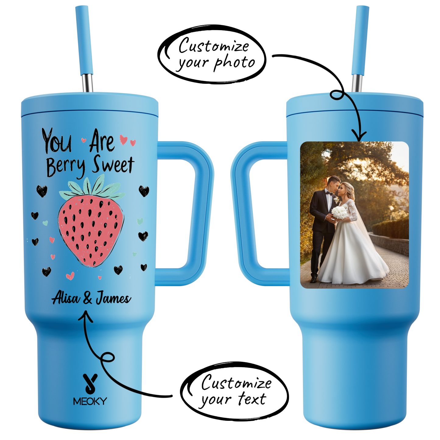 40oz Tumbler With Straw Customized - You Are Berry Sweet - The Perfect Warm Gift for Her, Couple, Lovers!