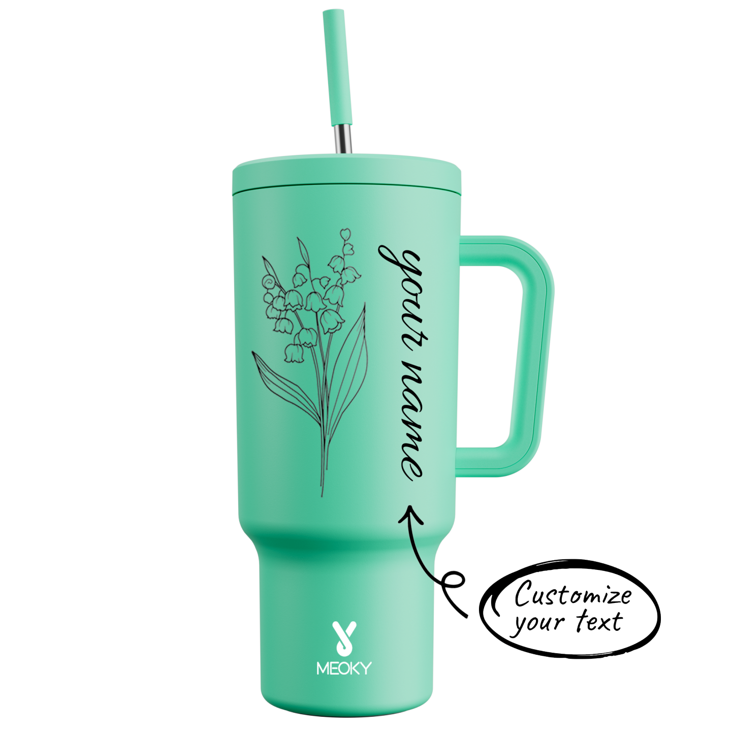 40oz Tumbler With Straw Customized - Monthly Flower