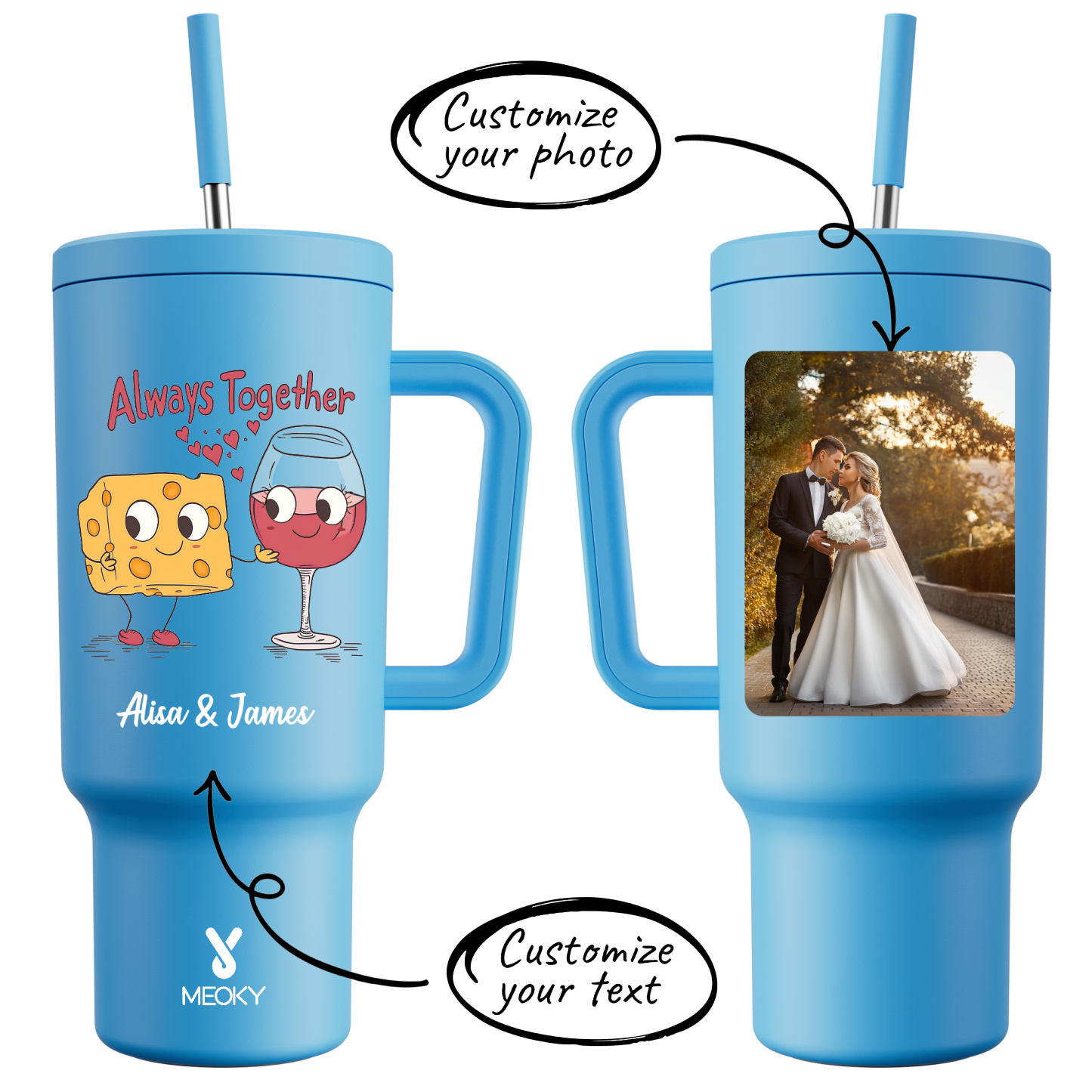 40oz Tumbler With Straw Customized -You & Me ?C Perfect Pair, Perfect Taste