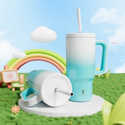 24oz tumbler straw gradient blue white