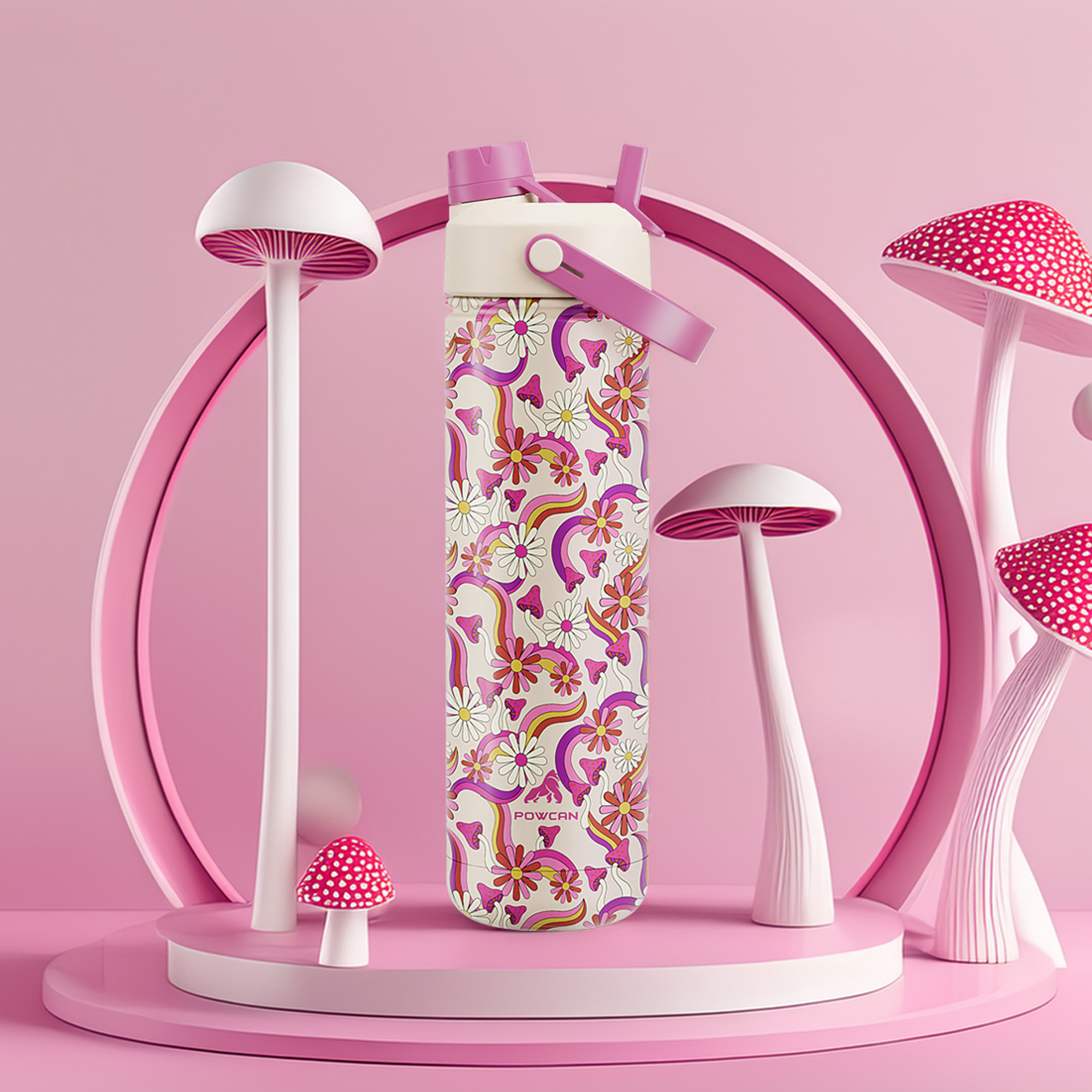 26 oz Insulated Water Bottle with 2-in-1 Straw and Spout Lid Petal Path