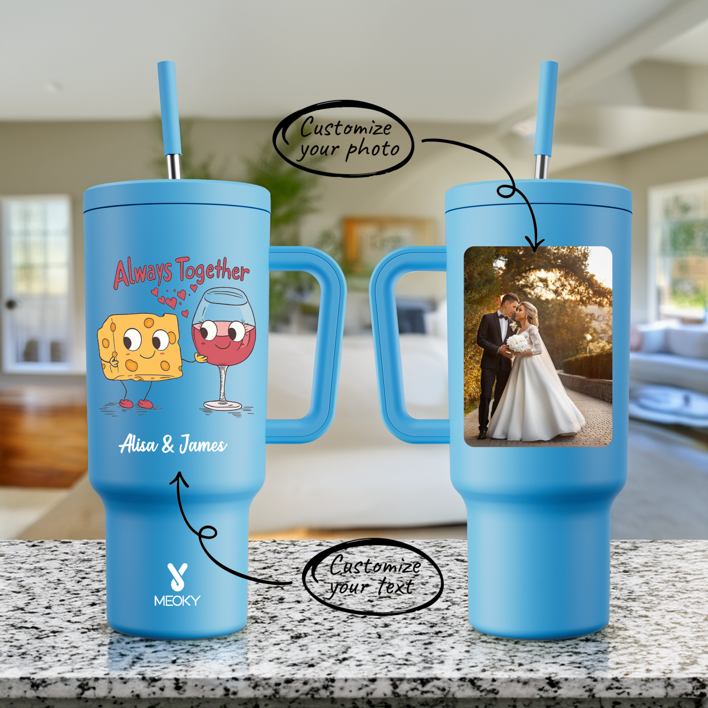 40oz Tumbler With Straw Customized -You & Me ?C Perfect Pair, Perfect Taste