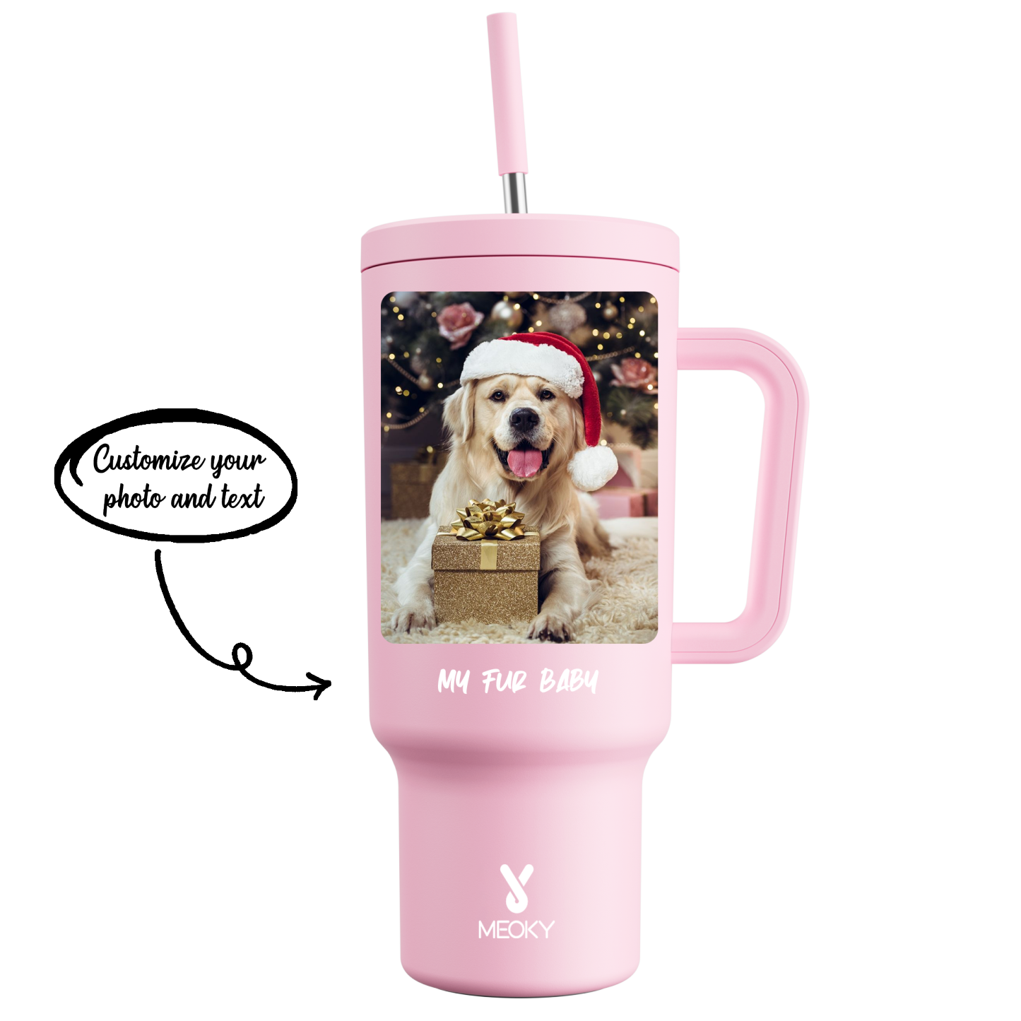 40oz Tumbler With Straw Customized - Memorable Photo and Text