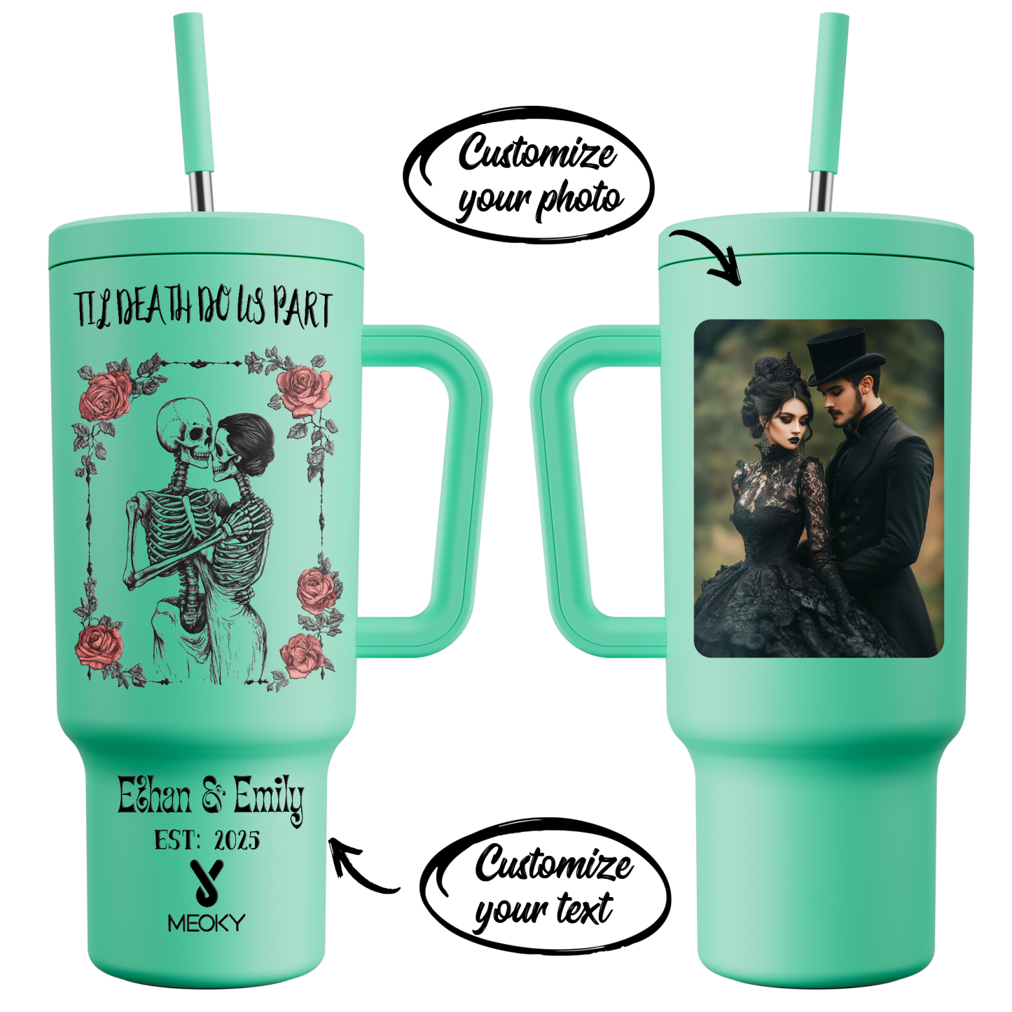 Till Death Do Us Part - Customized 40oz Tumbler With Straw - Best Valentine's Day Gifts for Loved Ones