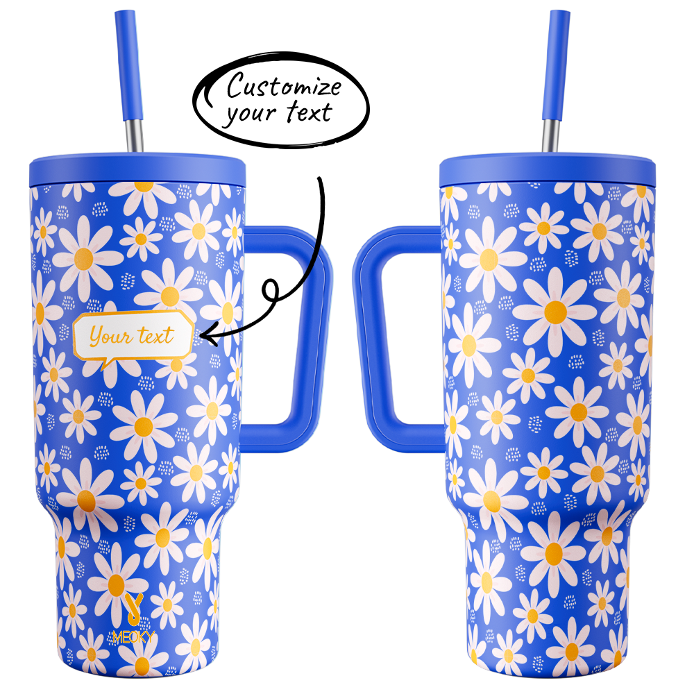 40oz Tumbler With Straw Customized - Floral
