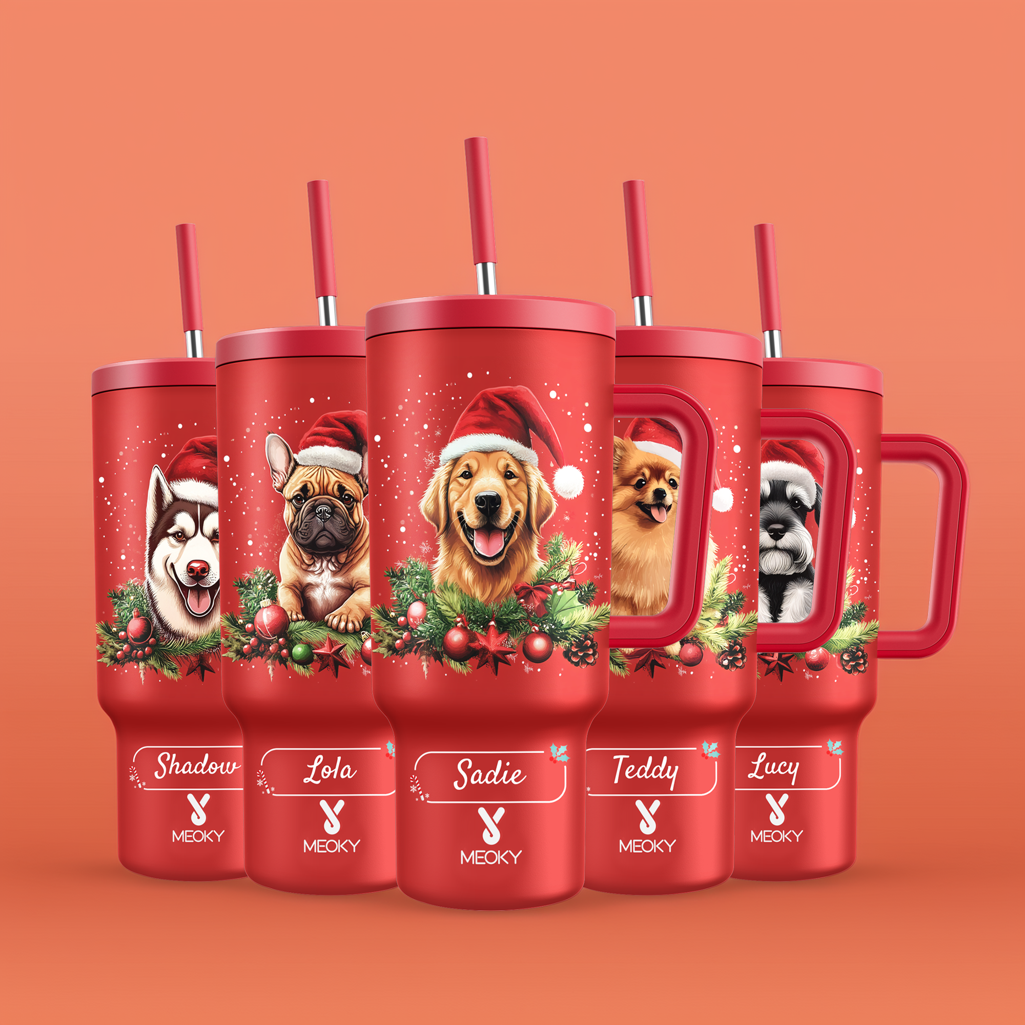 Spend Christmas With Your Funny Dog! - Customized 40oz Tumbler With Straw -  Merry Christmas! 
