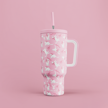 40oz Tumbler With Straw Bow Tie