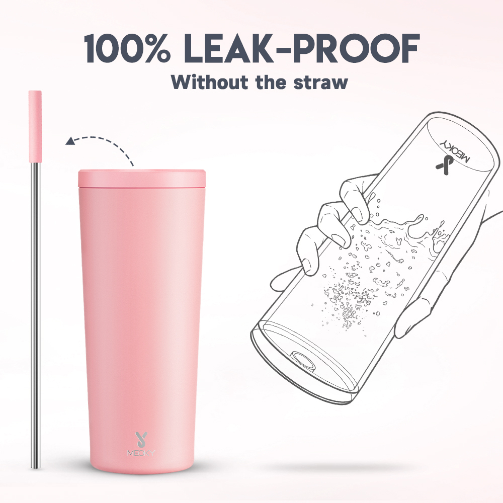 24oz cold cup straw pure light pink
