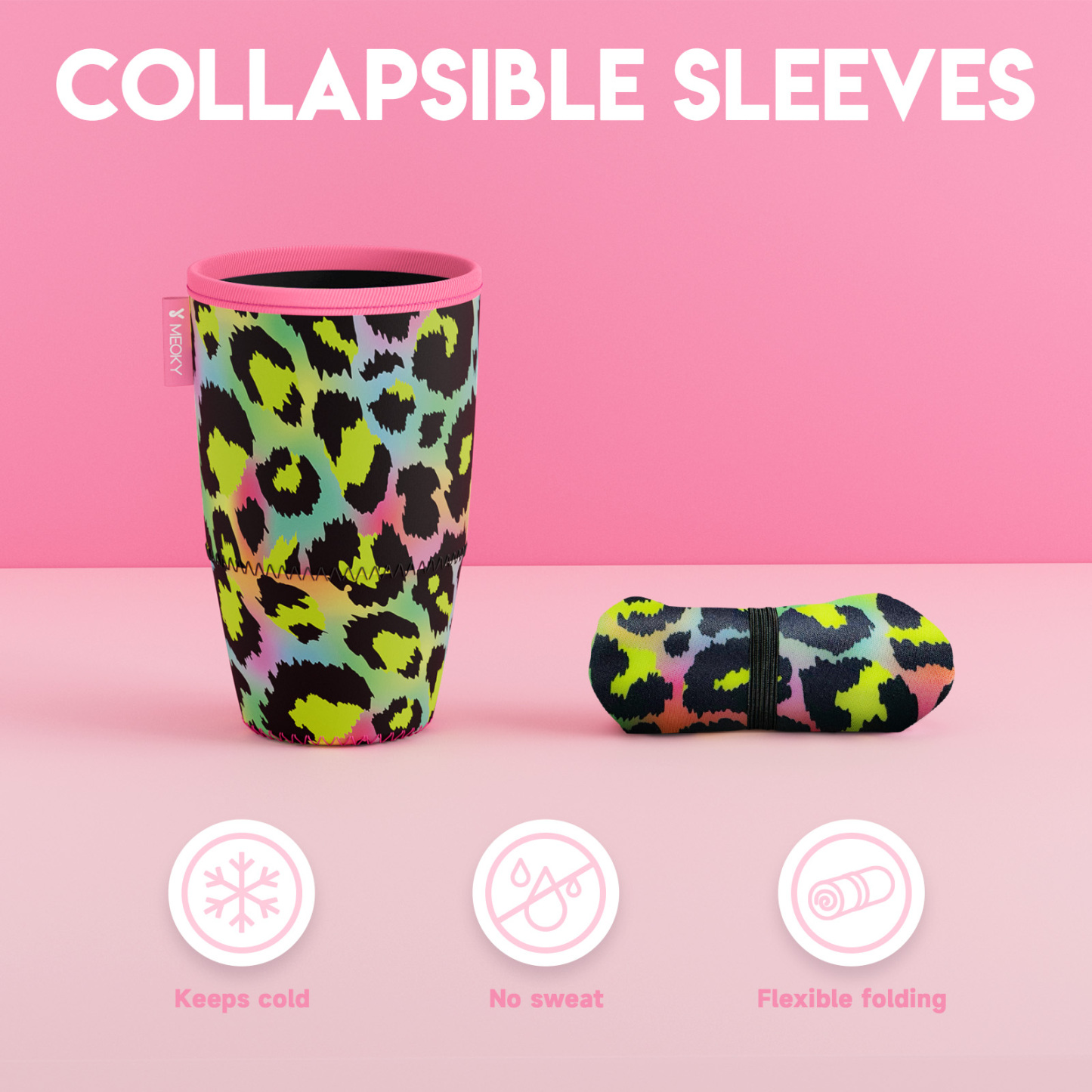 cup sleeve rainbow leopard