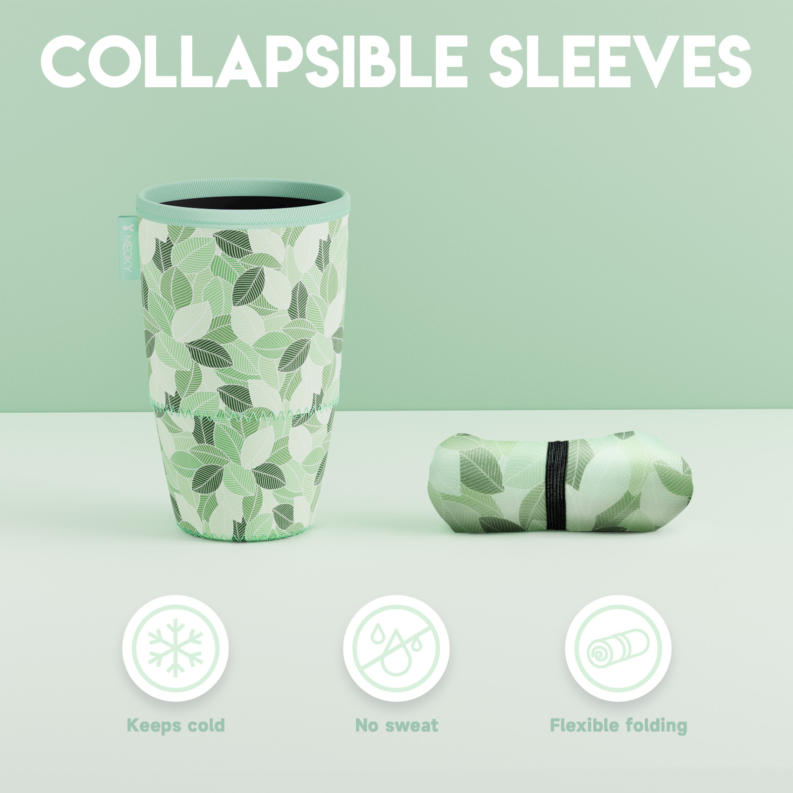 cup sleeve green leaves
