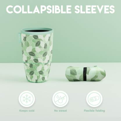 cup sleeve green leaves